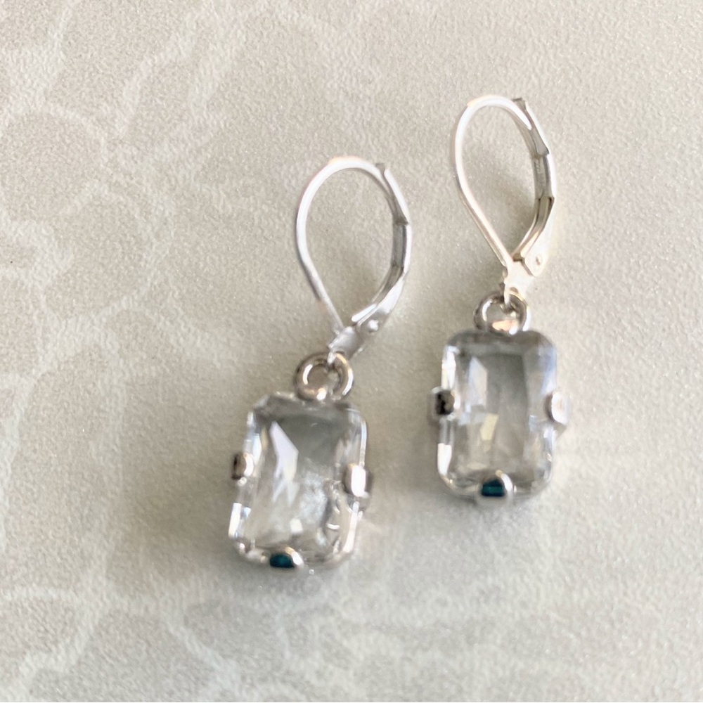 Classic Clear Crystal Drop Earrings - Sterling Silver